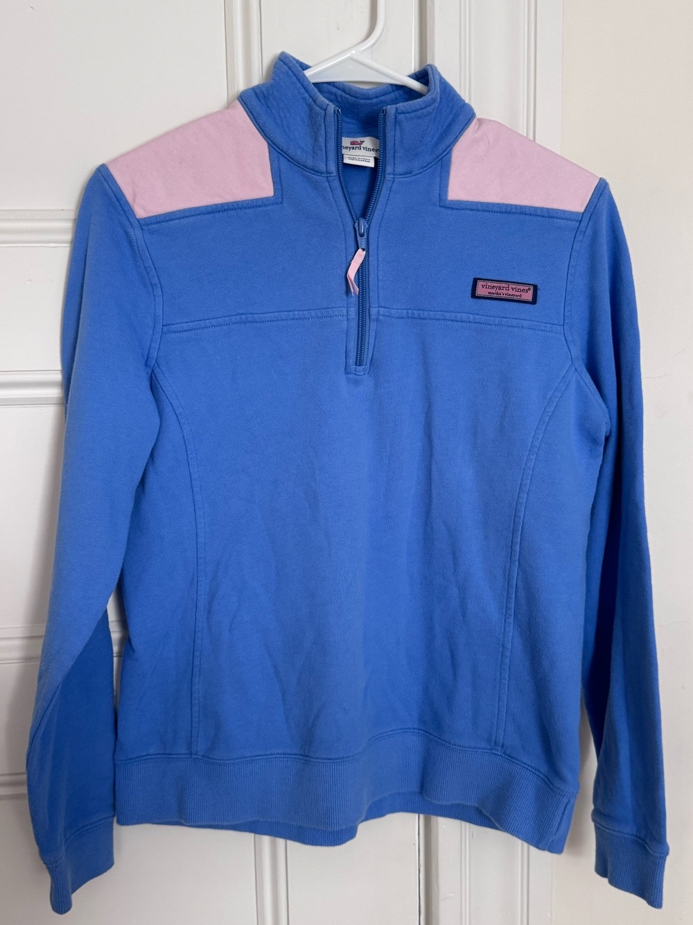 Vineyard Vines Blue + Pink Panel 1/4 Zip Pullover | Women’s Size Small
